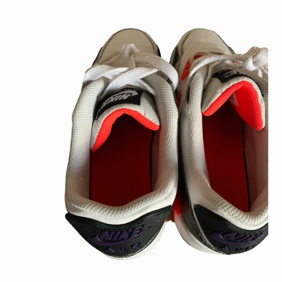 Youth NIKE AIR MAX 90 LEATHER GS 'WHITE BRIGHT CRIMSON' Size 6.5 - Picture 9 of 10